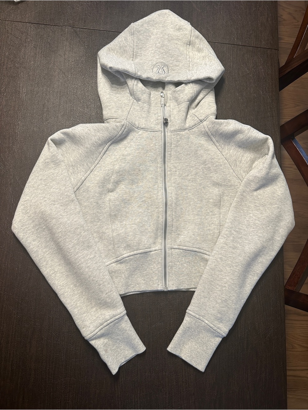 lululemon athletica Light Gray Zip-Up Hooded Bomber